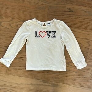 EUC Janie & Jack long sleeve embroidered LOVE ❤️ shirt, size 4 Valentine’s Day
